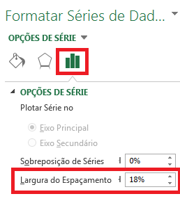 diminuir o espaçamento das colunas das pontas do gráfico waterfall