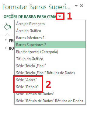 primeira etapa para diminuir o espaçamento das outras colunas do gráfico waterfall