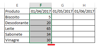 preparando para arrastar a função SOMASES para as outras colunas