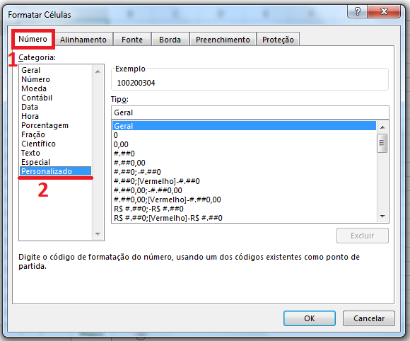 aonde ir na janela para formar as células para inserir a máscara do CPF