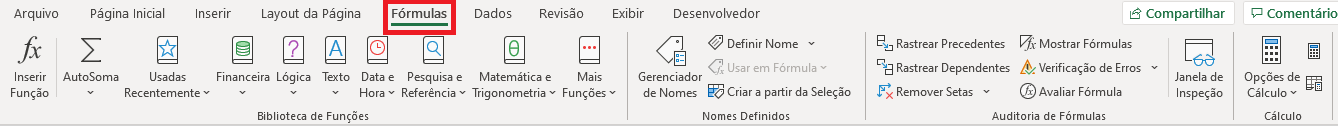 imagem da guia fórmulas