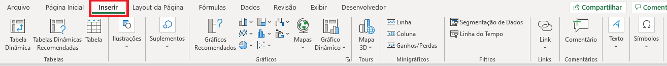 imagem da guia inserir