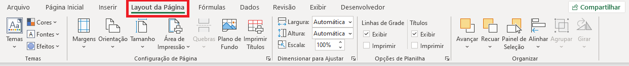 imagem da guia layout da pagina