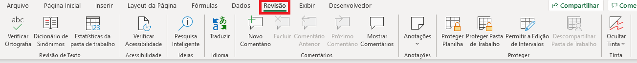 imagem da guia revisão