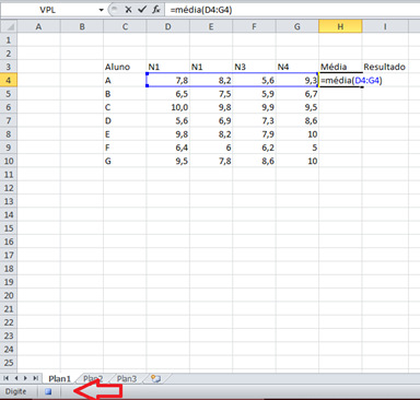inserir a média na gravação da macro