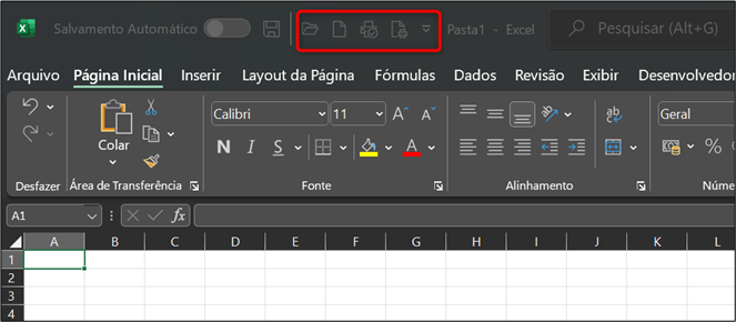 introdução ao excel localização da barra de ferramentas de acesso rápido na planilha