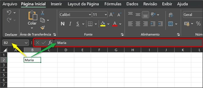 introdução ao excel localização da barra de fórmulas na planilha