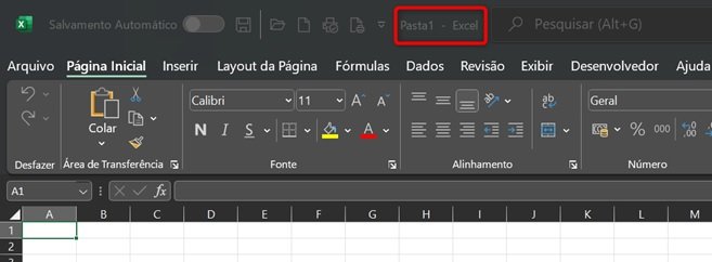introdução ao excel localização da barra de título na planilha